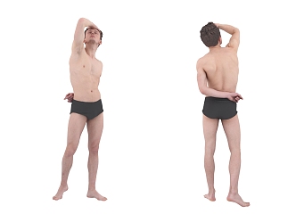 Men pose naked. 3d model