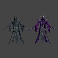 Mystical Tattered Robed Characters Creatures Skull Heads Spiked Crowns Purple Dark Blue