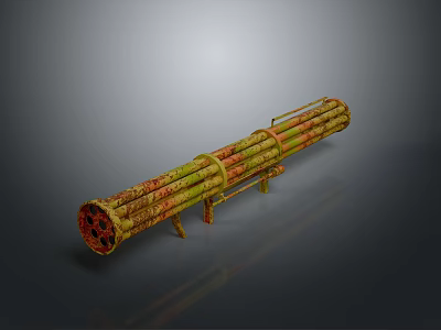 Lighting Combination With Cylindrical Lamps Yellow Red Textured Metallic Frame Modern Style 3d model