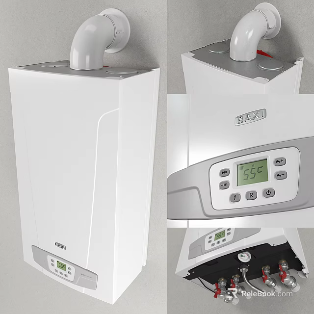 Baxi Modern Home Gas Boiler With Digital Display And White Control Panel Design 3d model 