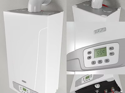 Baxi Modern Home Gas Boiler With Digital Display And White Control Panel Design 3d model