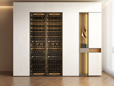 Elegant Modern Wine Cabinet Interior With Marble Finish Multi Layer Wine Racks And Display Shelf 3d model