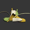 Fresh Bananas in Different Stages Green Yellow Peeled and Sliced on Black Background with Reflection