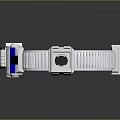 White And Blue Circular Tech Device With Ring Frame And Black Components