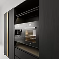 Modern Black Kitchen Cabinets With Gold Accents Kitchen Island And Integrated Appliances