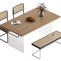 Wind dining table and chair combination 3d model