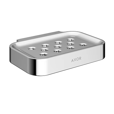 AXOR Modern Chrome Bathroom Soap Dish With Drainage Holes And Sleek Design 3d model