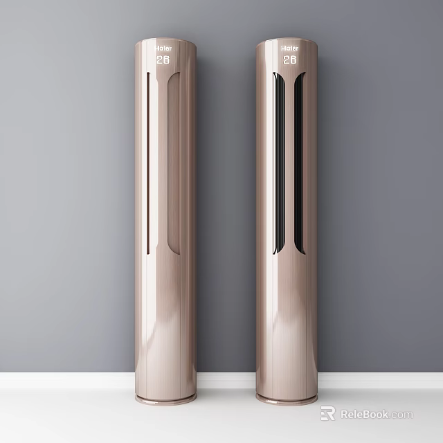 Modern Gold Tower Air Conditioner Fans With Sleek Design And Dual Units 3d model 