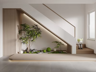 Modern stairwell landscape sketch 3d model