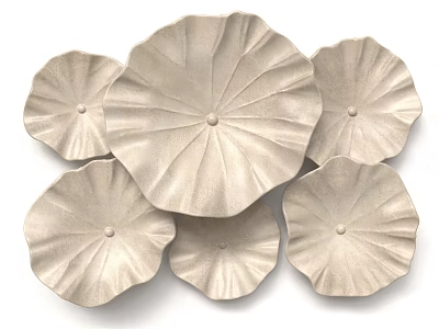Beige Lotus Leaf Shaped Textured Wall Decor For Modern Home Interior 3d model