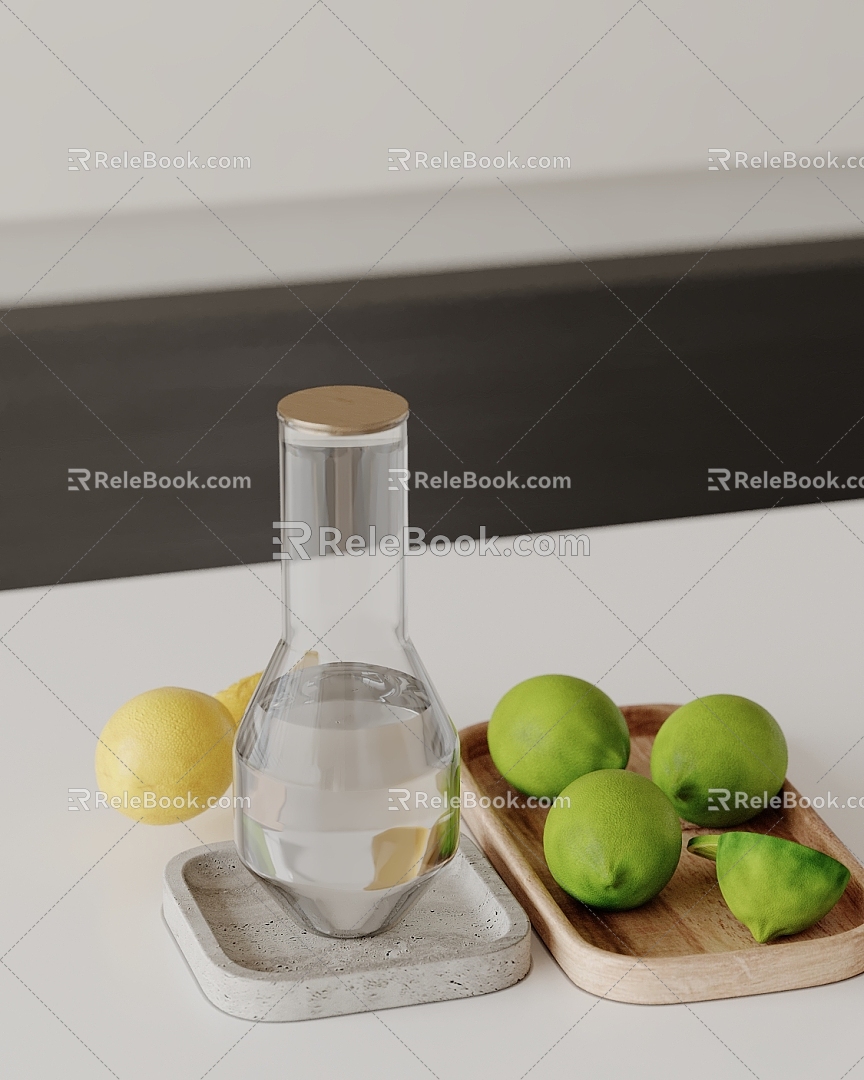 Modern Ornaments Combination Kitchen Utensils Wine Glass Wine Bottle Fruit 3d model