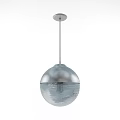 Modern Silver Spherical Pendant Lights With Transparent Glass Shade And Metallic Base