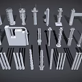 Various Industrial Equipment Components Including Pipes Supports Frames and Tower Structures