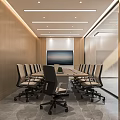 Modern Meeting Room Conference Table and Chair Combination Projection Curtain Movable Conference Table Carpet Multifunctional Meeting Room 3d model