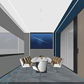 Modern Conference Room Interior Featuring Linear Lighting Large Screen Conference Table And Comfortable Chairs 3d model