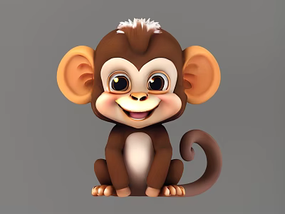 Cartoon Reptile Lizard With Brown Body White Belly And Smiling Face Sitting On Gray Background 3d model