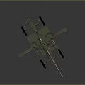 Military Artillery Weapon With Mobile Wheels And Support Structure Design 3d model
