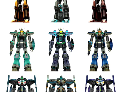 Multiple Intelligent Robots With Diverse Color Schemes And Distinctive Mechanical Designs 3d model