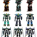 Multiple Intelligent Robots With Diverse Color Schemes And Distinctive Mechanical Designs