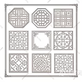 Traditional Chinese Carved Lattice Windows Featuring Various Geometric And Floral Patterns