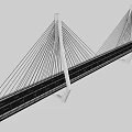 Modern Cable Stayed Bridge With White Geometric Towers And Steel Cables On Gray Road Deck