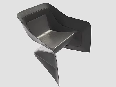 Modern Black Chair With Unique Geometric Design And Sleek Curved Structure 3d model