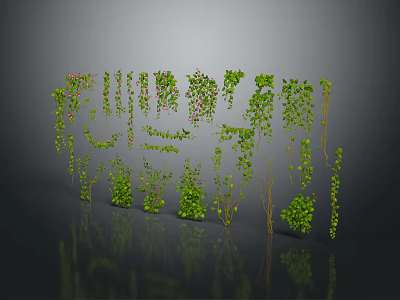 Green Plants Lush Vines with Fresh Leaves for Indoor Decorative Wall 3d model