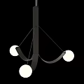 Modern Black Metal Frame Chandelier With Three White Spherical Light Bulbs In Contemporary Design