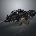 Tactical Weapon With Scope And Modern Tactical Components On Dark Surface 3d model