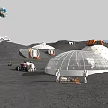Futuristic Lunar Base Architecture On Moon Surface With Domed Habitats Greenery And Astronauts