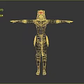 Fantasy Game and Movie Character in Purple Black Armor Outfit with Gold Accents and Mask