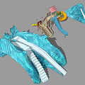 Kids Play Area With Wavy Blue Climbing Structures Orange Yellow Slides And Play Platforms