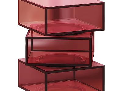 Modern Red Transparent Stacked Drawer Dresser With Sleek Design And Clear Finish 3d model