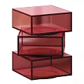Modern Red Transparent Stacked Drawer Dresser With Sleek Design And Clear Finish