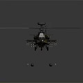 Military Helicopter With Camouflage Paint Large Rotors And Weapons On Gray Background
