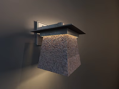 Modern Wall Sconce with Stone Texture and Warm Lighting Mounted on Wall 3d model