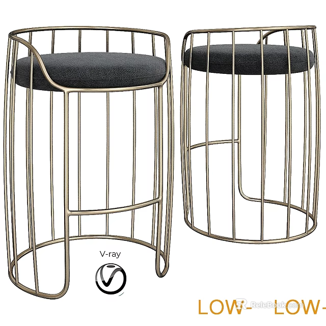 Modern Single Chair With Metal Frame And Comfortable Fabric Seat Design 3d model 