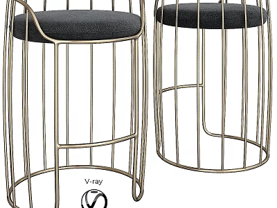 Modern Single Chair With Metal Frame And Comfortable Fabric Seat Design 3d model