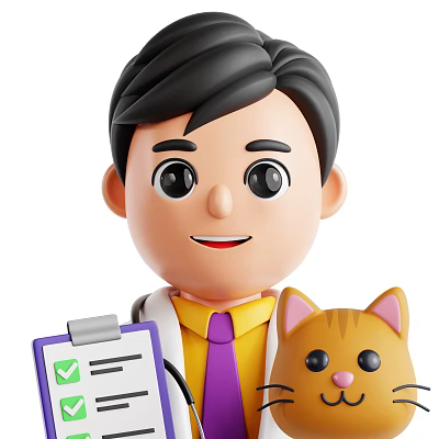 Man Veterinarian Wearing Stethoscope Holding Clipboard With Check Mark Next To Cat 3d model