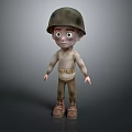 3D Rendered Cartoon Man in Military Uniform Standing with Helmet