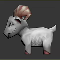 3D Model Of Cute White Lamb With Pink Red Spiral Horns And Red Hooves