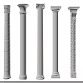 White Decorative Columns Showcasing Various Architectural Design Styles And Details 3d model