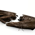 Pair of Vintage Broken Wooden Boat Decorative Ornament Set With Rustic Design