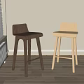 Modern Wooden Bar Stools In Two Tone Design For Minimalist Interior Space
