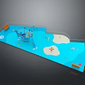 Children's Water Park Playground With Blue Pool Slide Sandpit And Safety Fence