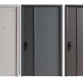 Three Modern Security Doors With White Dark Gray Brown Colors And Secure Lock Handles 3d model