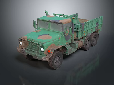 Green Military Utility Truck With Rugged Cargo Bed And Off Road Roof Rack 3d model