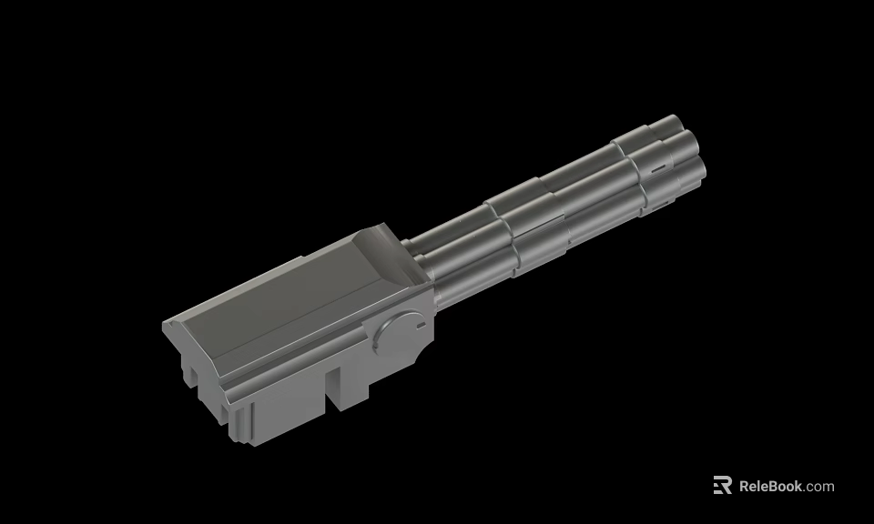 Gray Mechanical Part With Cylindrical Sections And Square Base Structure 3d model 
