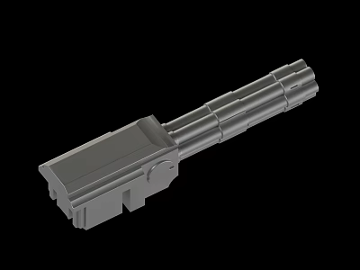 Gray Mechanical Part With Cylindrical Sections And Square Base Structure 3d model