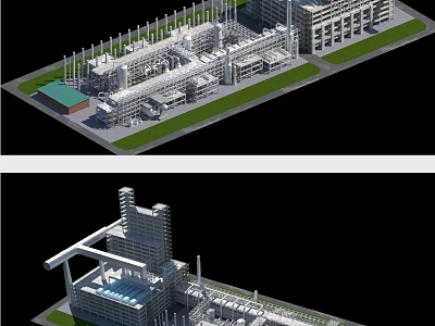 Large Scale Industrial Plant Design With Modern Steel Structure Spacious Layout And Piping Systems 3d model